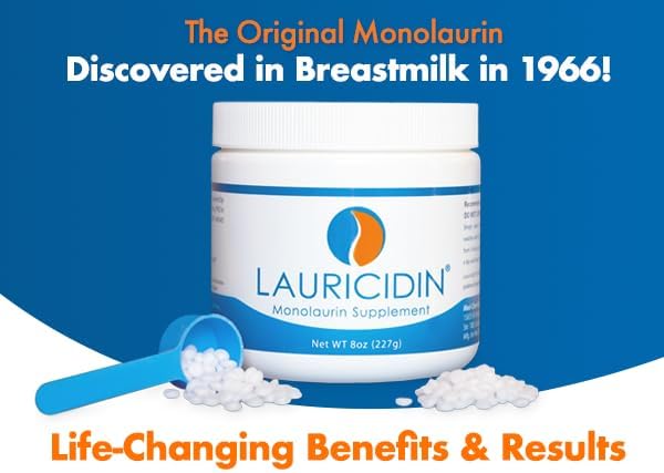 Lauricidin- The Original Monolaurin Supplement- 3000mg per Serving- 227g per Jar (Essential Immune Support and Gut Health)