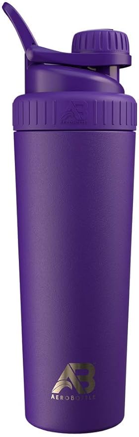 Cryo Shaker Cup, Insulated Stainless Steel Water Bottle and Protein Shaker, Mixes Protein and Pre Workout With Turbulent Mixing Technology, No Blending Ball or Wisk, 26oz, Nightfall Purple