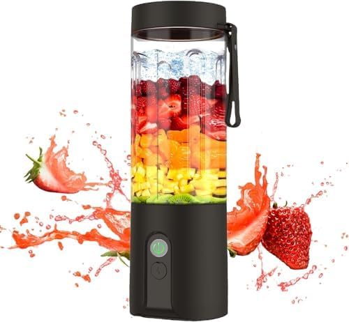 Personal Size Blender for Shakes and Smoothies, USB TYPE-C Rechargeable blenders with 6 Blades, 23Oz Quiet Mini Travel Blender with Stainless Steel Blade