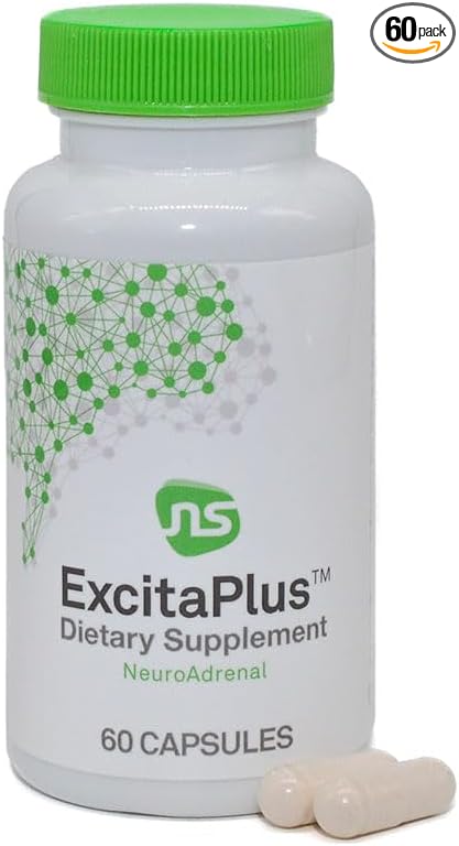 NeuroScience Adrenal Support Supplements for Men & Women - ExcitaPlus - Extra Strength Rhodiola & L Tyrosine Supplement - Help Reduce Fatigue & Encourage Healthy Cortisol (120 Capsules)