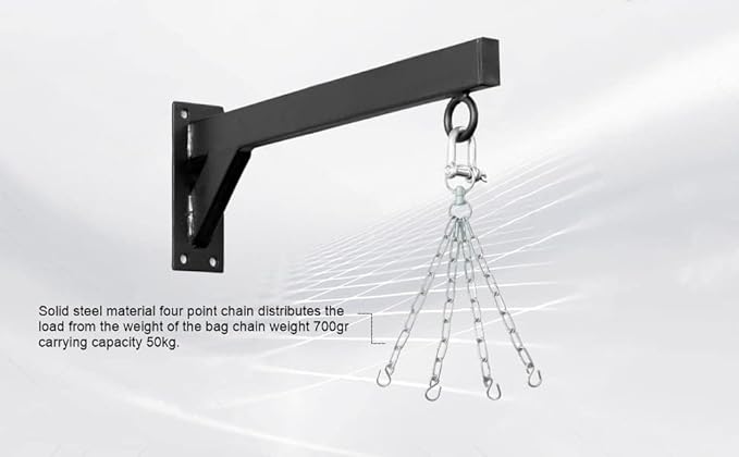 Punch Bag Wall Bracket by JP Sports - 18inch Heavy Duty with D-Shackle Swivel, Chain & Fixings Materials