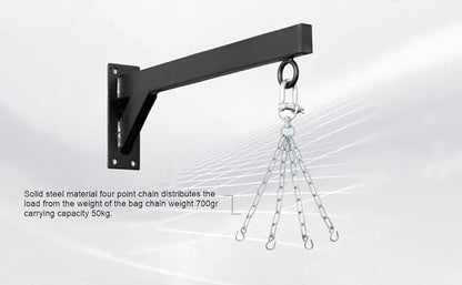 Punch Bag Wall Bracket by JP Sports - 18inch Heavy Duty with D-Shackle Swivel, Chain & Fixings Materials
