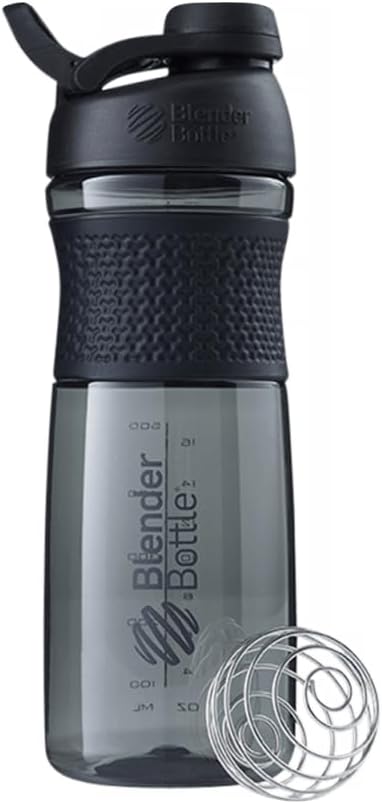 BlenderBottle SportMixer Shaker Bottle Perfect for Protein Shakes and Pre Workout, 28-Ounce, Black