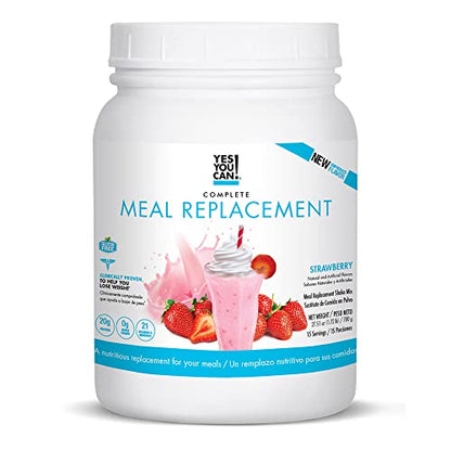 Yes You Can! Complete Meal Replacement - 15 Servings, 20g of Protein, 0g Added Sugars, 21 Vitamins and Minerals - All-in-One Nutritious Meal Replacement Shake (Strawberry)