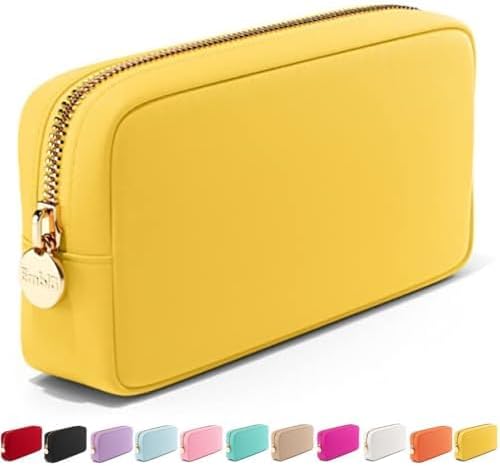 Embla Makeup Bag Travel Cosmetics Pouch and Toiletry Bag, Nylon Zipper Pouch Purse, Cute Make Up Organizer Storage Tote for Women Girls, Waterproof Travel Skincare Case, Small Makeup Bags, Banana
