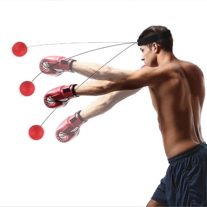 Boxing Reflex Ball, with Headgear and Reflective Elastic line, for strengthening The Body and Exercising Reaction Ability, Suitable for Teenagers - Black/red/Yellow