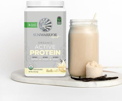 Sunwarrior Vegan Protein Powder Plant-Based USDA Organic BCAAs | Sugar Free Gluten Free Non-GMO Dairy Free | Vanilla Flavored 20 Servings | Sport Organic Active Protein