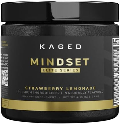 Kaged Nootropic Mindset Elite | Focus and Productivity Supplement | Stimulant Free | Supports Working Memory, Focus, and Mood* | Strawberry Lemonade - 30 Servings