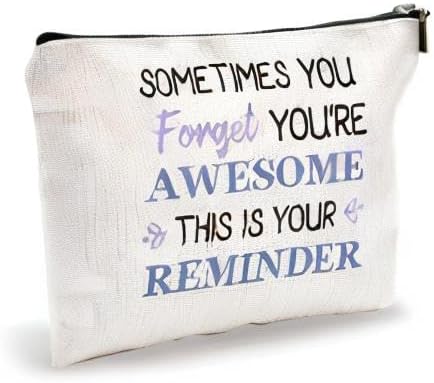 Inspirational Makeup Bag - You're Awesome - Positive Quotes Reminder Cosmetic Bag, Toiletry Bag Gift For Girls, Teen, Sister, Besties, Personal Care & Accessories - A03