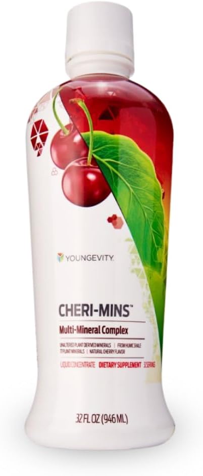 Youngevity Cheri-Mins™ Plant Derived Liquid Minerals - Great Tasting Formula - 77+ Natural Unaltered Trace Minerals - Colloidal Form Humic Shale (32 Fl Oz)