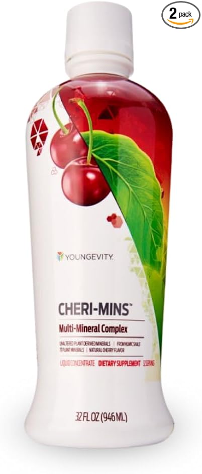 Youngevity Cheri-Mins™ Plant Derived Liquid Minerals - Great Tasting Formula - 77+ Natural Unaltered Trace Minerals - Colloidal Form Humic Shale (32 Fl Oz - Pack of 2)