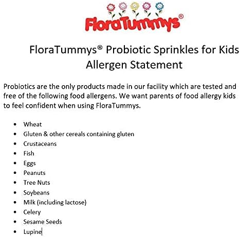 Probiotic Sprinkles for Kids: 30 Taste-Free, Powder Packets, Free of Food Allergens, Non-Dairy, Gluten Free, Sugar-Free, Non-GMO, Vegan