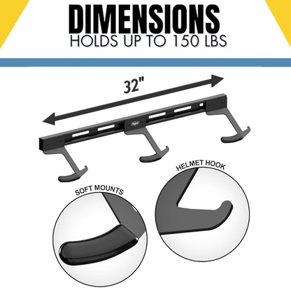 Koova Wall Mount Bike Rack | Steel Bike Mount | Adjustable Hangers | Easy Mount | USA Made