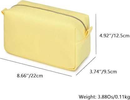 Organizer Bag Lightweight Cosmetic Bag with Ring Clasp Perfect Travel Makeup Bag for Women nylon Stand Up Design (Yellow/Nylon)