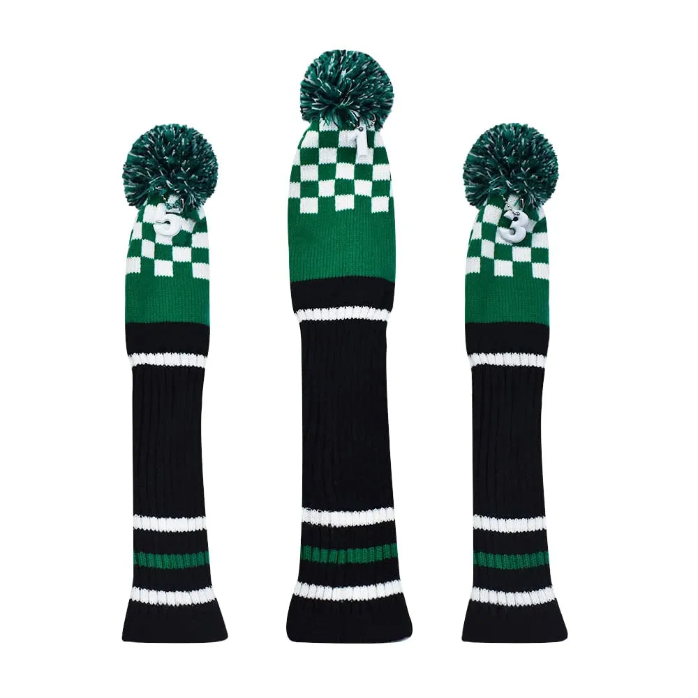 Stripes Knitted Golf Club Head Covers 3 Piece Set 1 3 5 Driver and Fairway HeadCovers Fits 460cc Drivers