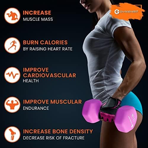 GYMENIST Pair of Dumbbells Set of 2 Soft Non Slip Grip Dumbbells Pair Covered with Neoprene (5 LB)