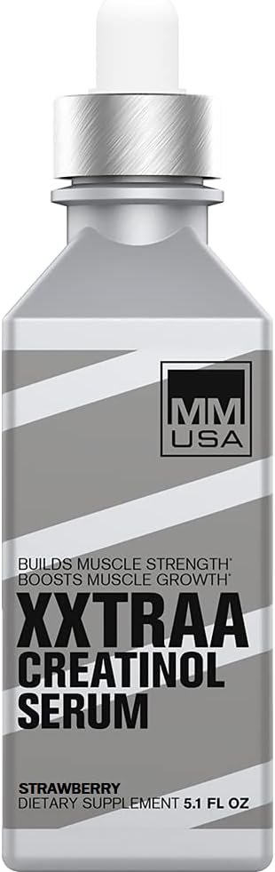 XXTRAA Stable Creatine Serum for Bodybuilding & Powerlifting. Boosts Muscle Mass, Strength, Energy, & Endurance. Speeds Recovery, Reduces Lactic Acid. with Joint Support. Strawberry, 5.1 Fl Oz