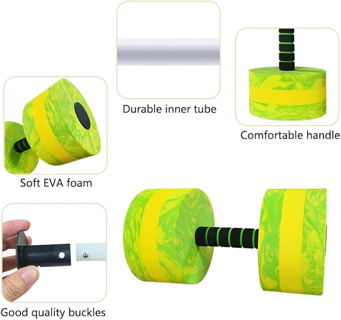 Aquatic Exercise Dumbbell Set of 2 for Water Aerobics, High-Density EVA-Foam Water Weights, Pool Fitness Equipment for Unisex Adults, camo