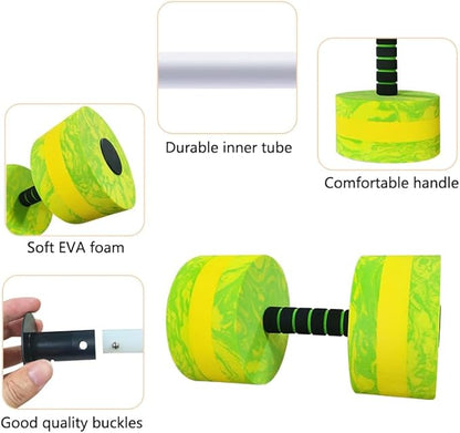Aquatic Exercise Dumbbell Set of 2 for Water Aerobics, High-Density EVA-Foam Water Weights, Pool Fitness Equipment for Unisex Adults, camo