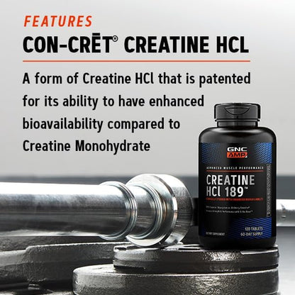 GNC AMP Creatine HCl 189 | Targeted Muscle Builder and Recovery Supplement | Fast Absorbing Performance Blend | 480 Count