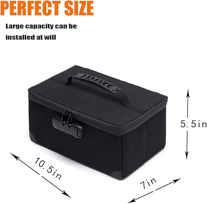Portable Cosmetic Bag with Lock, Large Capacity Travel Makeup Case Organizer, Waterproof Makeup Bags for Girls Traveling With Handle and Divider Makeup Bag…(Black)