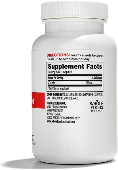 Whole Foods Market, L Tyrosine 500Mg, 100 Capsules
