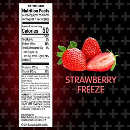 Pedialyte AdvancedCare Plus Electrolyte Powder, with 33% More Electrolytes and PreActiv Prebiotics, Strawberry Freeze, Electrolyte Drink Powder Packets, 0.6 oz, 6 Count