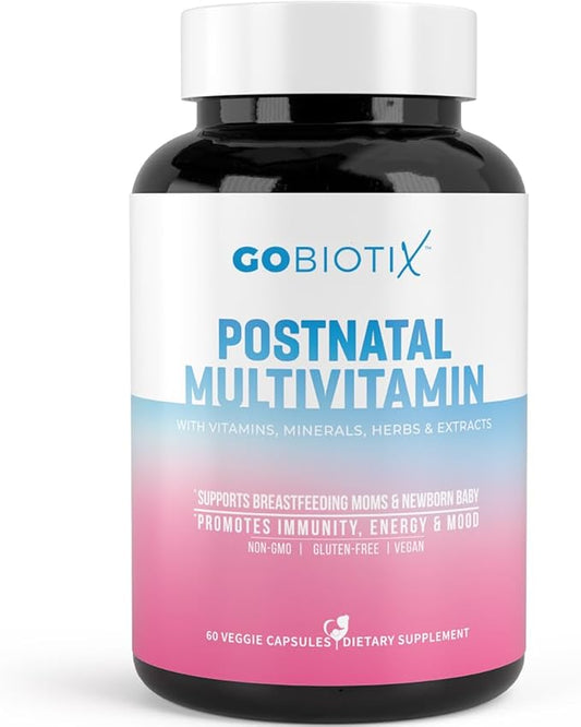 Postnatal Vitamins for Breastfeeding Moms - Lactation Supplement with Organic Herbs, Minerals, Nutrients for New Mothers and Baby - Postpartum Pills for Energy and Mood, Non GMO, Vegan, 60 Capsules