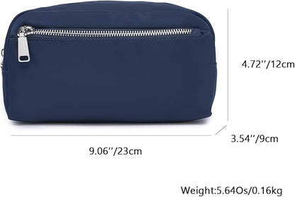 Nylon Female cosmetic bags Canvas toiletry bags Wash bags with large capacity Simple design (Nylon/Navy Blue)