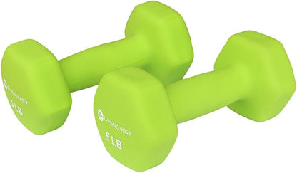GYMENIST Pair of Dumbbells Set of 2 Soft Non Slip Grip Dumbbells Pair Covered with Neoprene (5 LB)