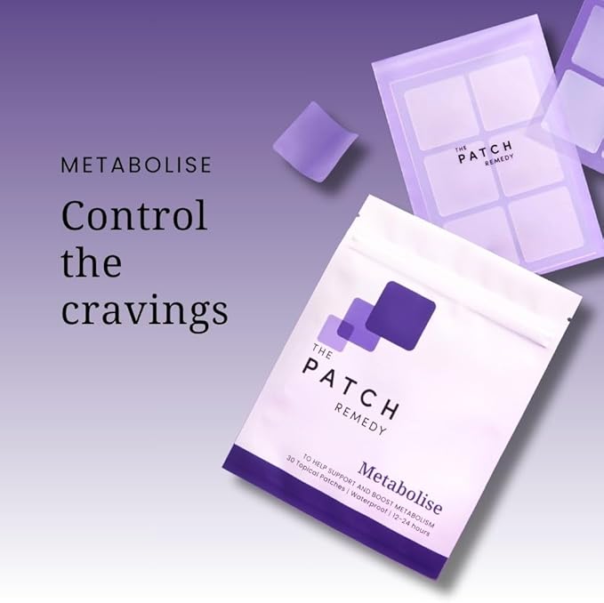 The Patch Remedy Metabolise Patches | 30 Topical Patches | Waterproof | Ingredients Including 5HTP, Guarana Extract, L- carnitine and Lecithin | Lasts 12-24 Hours