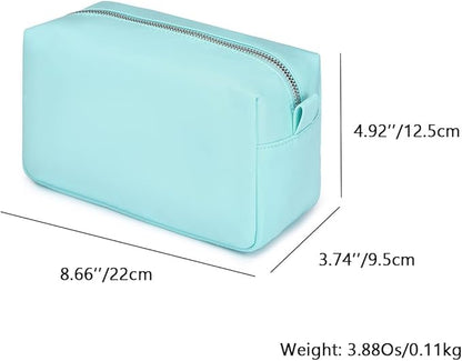 Organizer Bag Lightweight Cosmetic Bag with Ring Clasp Perfect Travel Makeup Bag for Women nylon Stand Up Design (Mint Green/Nylon)