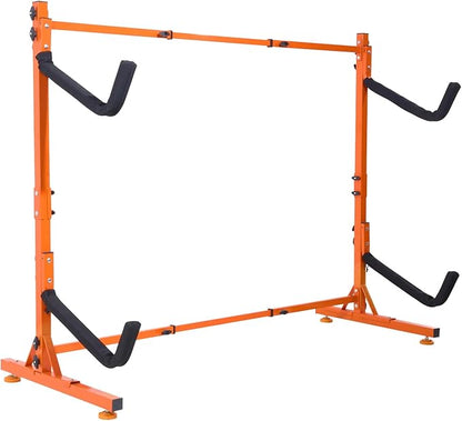 VEVOR Freestanding Kayak Storage Rack, Kayak Stand for 2 or 4 Kayak Canoe Paddleboard, Heavy-Duty Steel Kayak Hanger Holder with Padded Arms and Adjustable Width,for Indoor Outdoor Garage