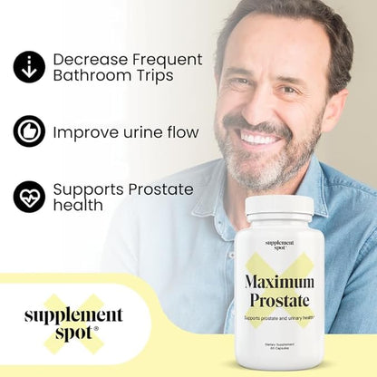 Maximum Prostate Supplements for Men – 600 mg Beta Sitosterol & 100 mg DIM Supplement Per Serving – Prostate Health Supplements for Men for Prostate Support & Bladder Control (60 Caps)