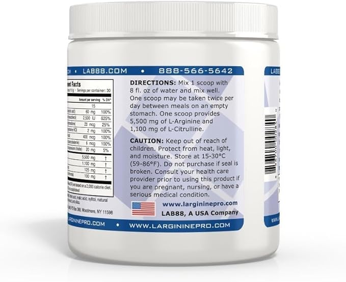 L-ARGININE PRO | L-arginine Supplement Powder | 5,500mg of L-arginine Plus 1,100mg L-Citrulline (Grape, Raspberry & Orange, 3 Jars)