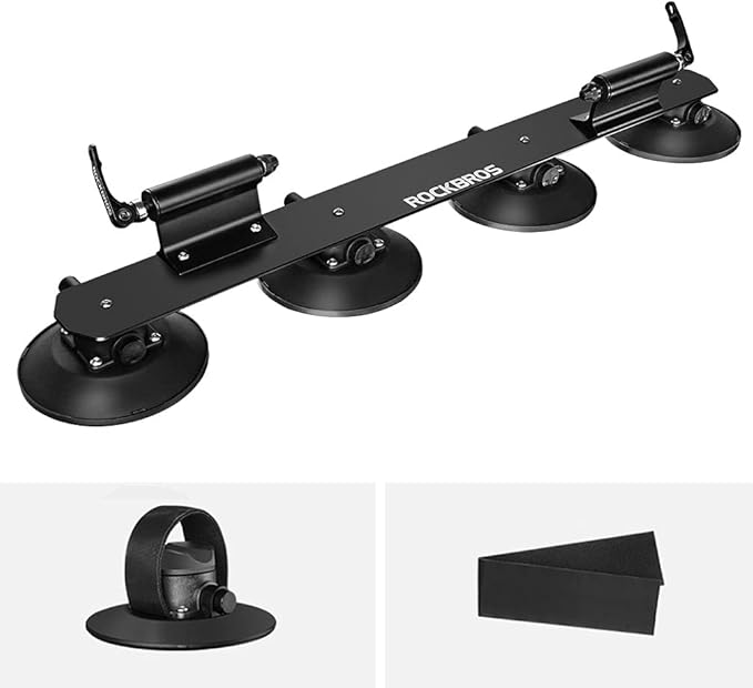 ROCKBROS Suction Cup Bike Rack for Car Roof Top Sucker Bike Rack Quick Release Aluminium Alloy Bike Carrier with Sucker for 2 Bikes