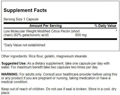 Swanson PectiPure Modified Citrus Pectin-Supports Digestive Health and Cellular Health-Delivers Minimum of 82% Galacturonic Acid-Natural Wellness Supplement (60 Capsules, 600mg Each) 2 Pack