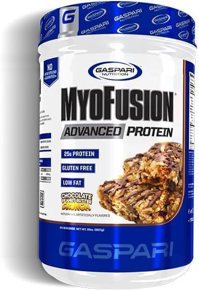 Gaspari Nutrition Myofusion Advanced Protein, Protein Blend with Whey Protein, Casein Protein and Isolate Protein, Low Fat and Gluten Free (Chocolate Peanut Butter Crunch, 4 Pound)