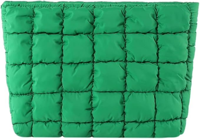 Puffy Quilted Makeup Bag Cosmetic Bags Travel Cute Puffer Solid Toiletry Organizer Pouch Storage Clutch for Women