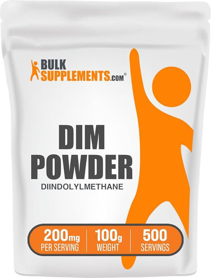 BulkSupplements.com DIM Powder - Diindolylmethane Powder, DIM Supplement for Men & Women - DIM 200mg, Gluten Free - 200mg per Serving, 100g (3.5 oz) (Pack of 1)