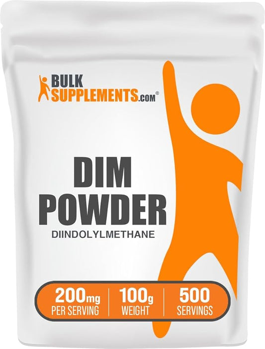 BulkSupplements.com DIM Powder - Diindolylmethane Powder, DIM Supplement for Men & Women - DIM 200mg, Gluten Free - 200mg per Serving, 100g (3.5 oz) (Pack of 1)