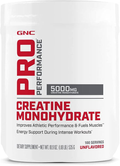 GNC Pro Performance Creatine Monohydrate Powder | Improves Athletic Performance and Fuels Muscles | Science-Backed | Banned Substance Free | 100 Servings