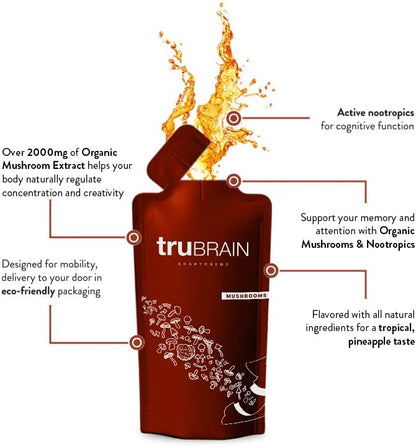 TruBrain Drinks – Nootropic Brain Food Designed by Neuroscientists to Boost Mental Output & Improve Memory Nootropic Supplement