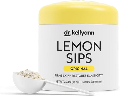 Dr. Kellyann Lemon Sips, Citrus Drink Mix (21 Servings) Rehydrate, Detox, Revitalize, Sugar Free, Fat Free, Non GMO, Hydrates and Firms Skin (Lemon)