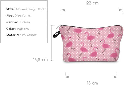 Cute Travel Makeup Bag Cosmetic Bag Small Pouch Gift for Women (Pink Flamingo)