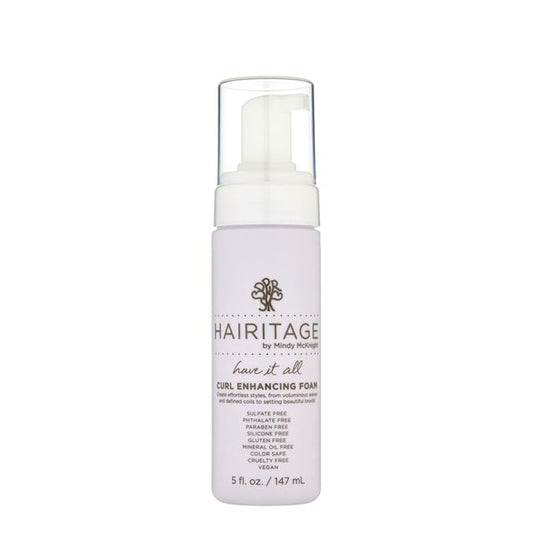 Hairitage Have It All Curl Enhancing Foam Mousse with Quinoa + Rice Protein for Frizz Control + Moisture - Lightweight Formula - Leaves Hair Full + Bouncy - Set Hairstyles + Curls, 5 oz