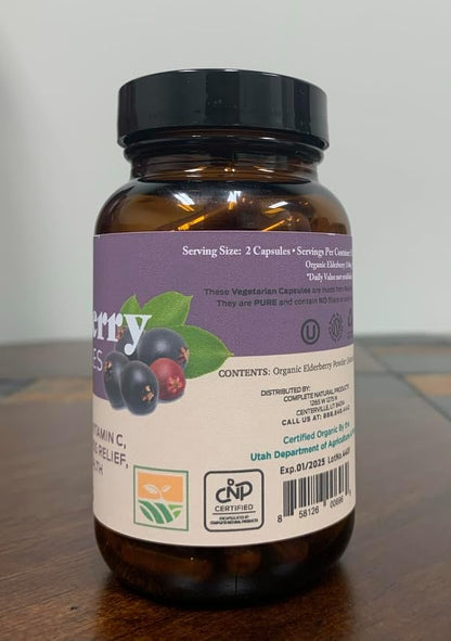 Organic Elderberry Capsules - Organic, Dried, & Pure Elderberry Sambucus Natural Immune Boost Capsules - 570 mg