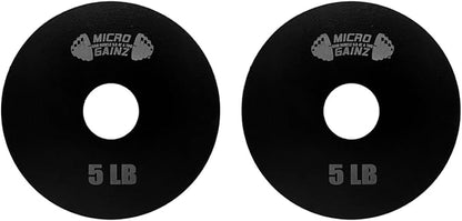 Micro Gainz Steel Olympic Barbell Weight Set of 2 Plates, 2.5lb, 5lb or 10lb, Plate Set Designed for Strength Training & Loading Bar Weights, Made in USA