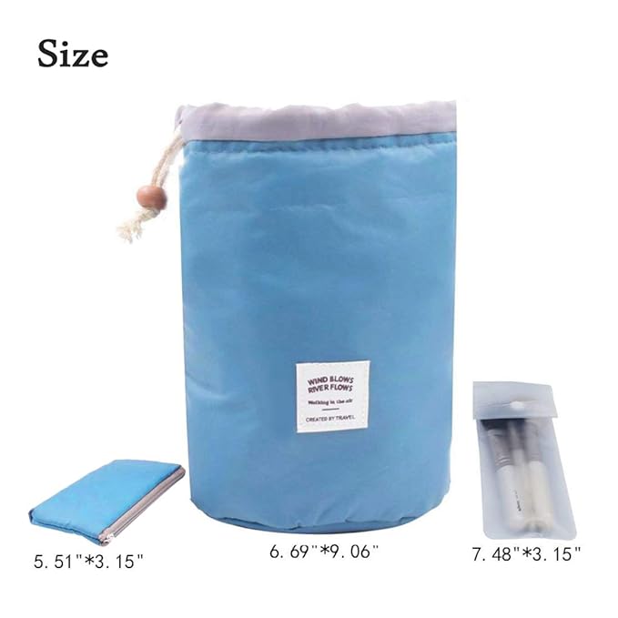 INVODA 2PCS Travel Cosmetic Bag Makeup Organizer Bag Bathroom Cases Toiletry Bag with Drawstring (Red+Blue)