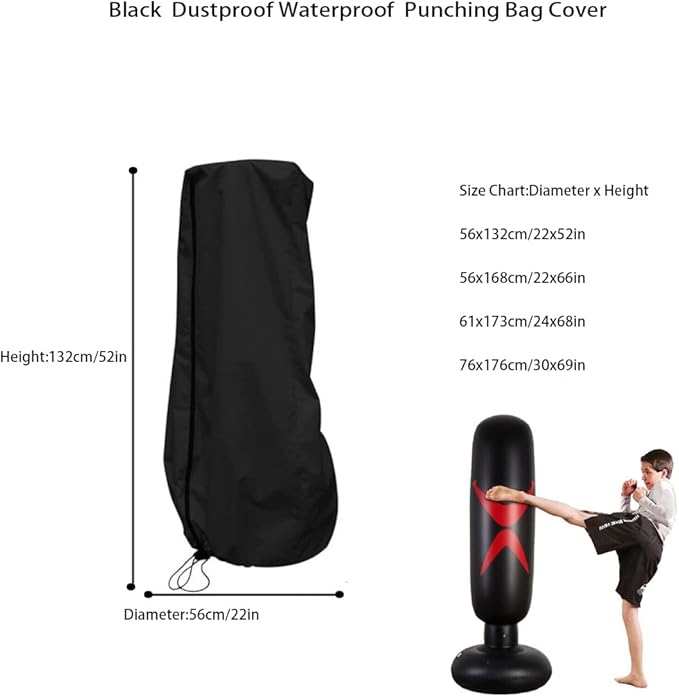 J&C Punching Bag Cover Outdoor Waterproof 420D Dustproof Standing Boxing Bag Cover Boxing Punching Bags Heavy Bags for Sports Outdoors Exercise Black